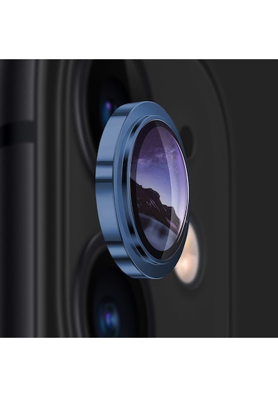 Apple Uyumlu iPhone 11 / 12 / 12 Mini Raze Metal Kamera Lens Koruyucu Mavi