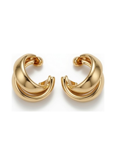 Çelik Gold Renk Asimetrik Halka Model Kadın Küpe