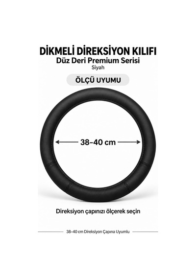 Trobus Opel Astra 2024 Ve Sonrası Uyumlu Dikmeli Direksiyon Kılıfı Düz Deri Premium Siyah
