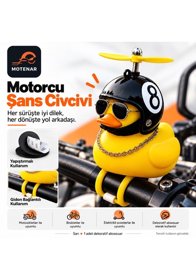 Motenar Motorcu Şans Civcivi Pervaneli Sarı Gidon Süsü