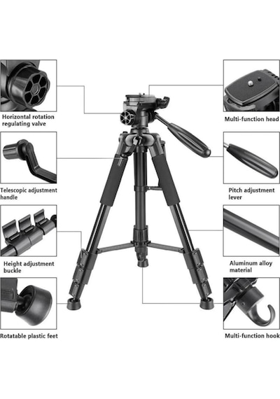 A Plus Tripod Bluetooth Kumandalı 155 Cm Profesyonel Telefon Kamera Tutucu Çantalı