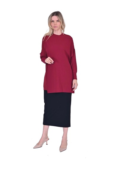 Invee İnvee Körüklü Triko Tunik Bordo 6250
