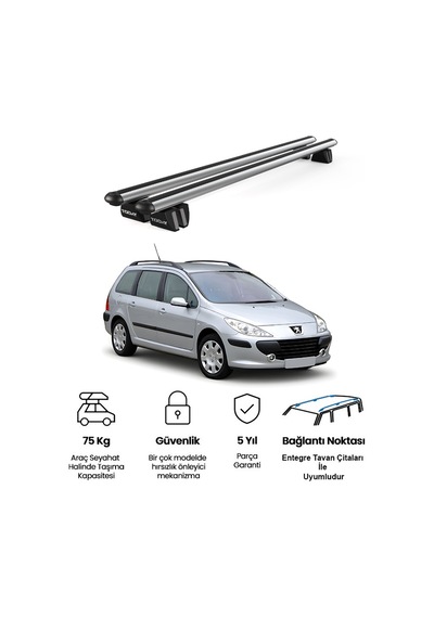 Pençe Peugeot 307 Sw 2001-2008 Uyumlu Gri Ara Atkı Port Bagaj Tavan Barı