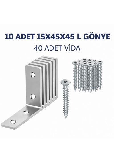 10 Adet 15x45x45mm Metal L Köşe Bağlantı Gönyesi Mobilya Dolap Sabitleme Bağlantı Aparatı Metalik