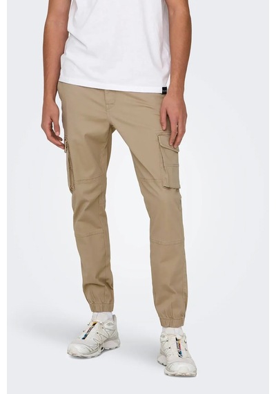 Only & Sons Erkek Onscarter Paçaları Lastikli Pamuklu Kargo Pantolon 22028434 Camel