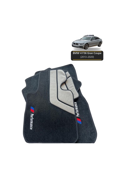 Oto Halı Paspas Seti Bmw 4 F36 Gran Coupe 2013 2020 Uyumlu Sport Kaymaz & Şık Tasarım - Gri-siyah