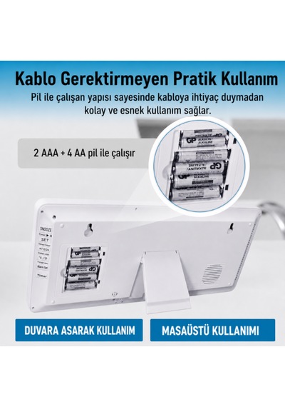 Loyka Lcd200jumbo Büyük Ekranlı Dijital Duvar Saati Beyaz