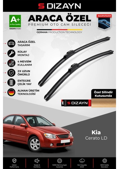 S-dizayn Kia Cerato Ld Ön Cam Silecek Seti 2004-2009 Premium Araca Özel 60-40 Cm A+ Kalite Aocs-1747