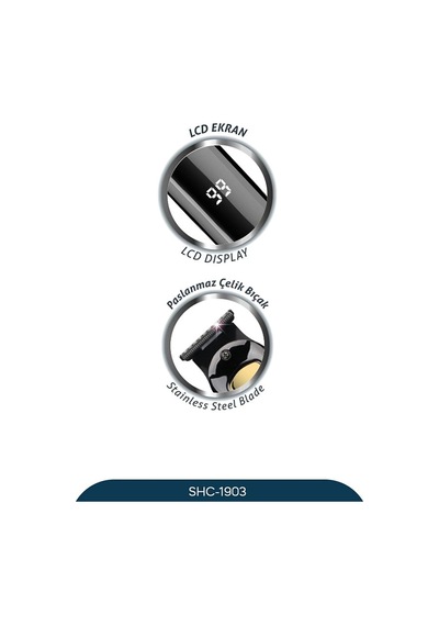 Shc-1903 T-bıçaklı Saç Sakal Kesme Makinesi, Usb Şarjlı, Lcd Ekranlı, 1-2-3 Mm Taraklı, Kablosuz Ense Ve Sakal Düzeltici
