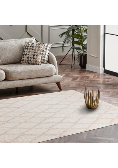 Hoom Rugs Mikanos Czy 04 Beige Hav Vermez Yıkanabilir Modern Halı Bej