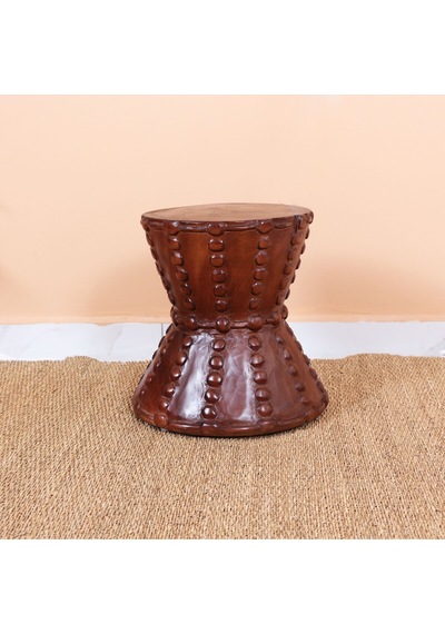 Elegance El Yapımı - Carvıng Mungur Sehpa 38x40 Cm Kahverengi