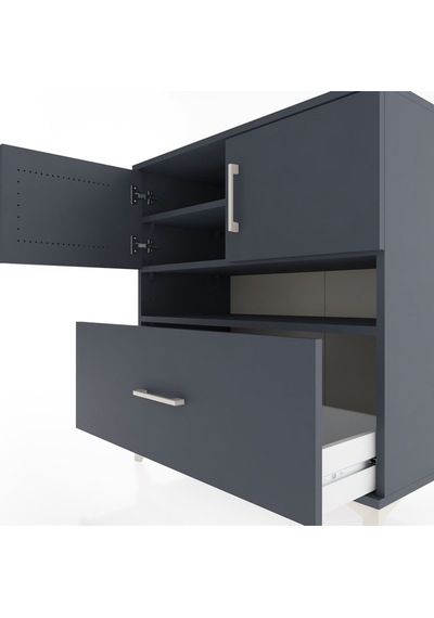Hyperion Şifonyer 3 Raflı Tek Çekmeceli 2 Kapaklı 88x44x96 Antrasit-antrasit Antrasit Hyperion Şifonyer 3 Raflı Tek Çekmeceli 2 Kapaklı 88x44x96 Antrasit-antrasit Antrasit