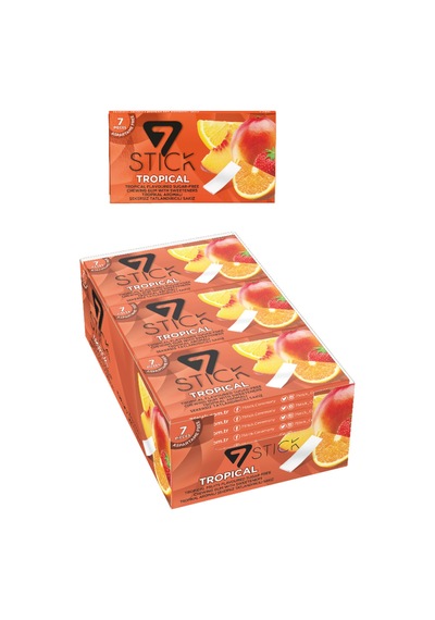 Şekersiz 7'li Tropikal Aromalı Sakız 14,5gr 24 Adet