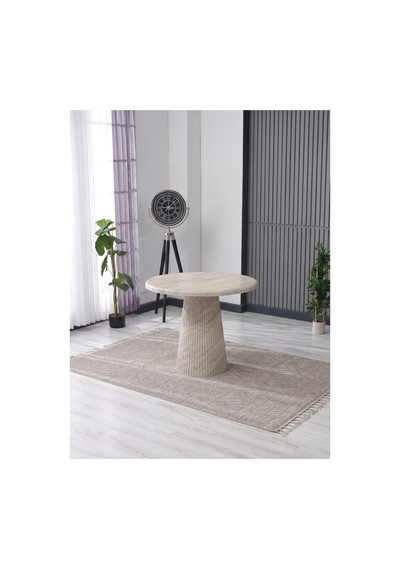 Aura Bohem 90x90 Mebran Mdf Masa / Konik Ayak Traverten Traverten