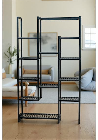 Dekoratif Siyah Metal Kitaplık 12 Raflı Ünite Çok Amaçlı Stand Salon Ve Çalışma Odası Düzenleyici Siyah Dekoratif Siyah Metal Kitaplık 12 Raflı Ünite Çok Amaçlı Stand Salon Ve Çalışma Odası Düzenleyici Siyah
