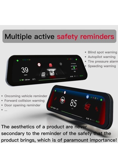 Tesla Model Y Ve 3 Uyumlu Heads-up Display Monitör 9,6''