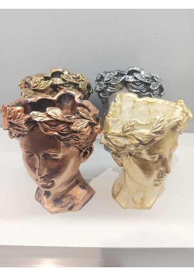 Dekoratif Polyester Tekli Helen Saksı Vazo Gold Eskitme