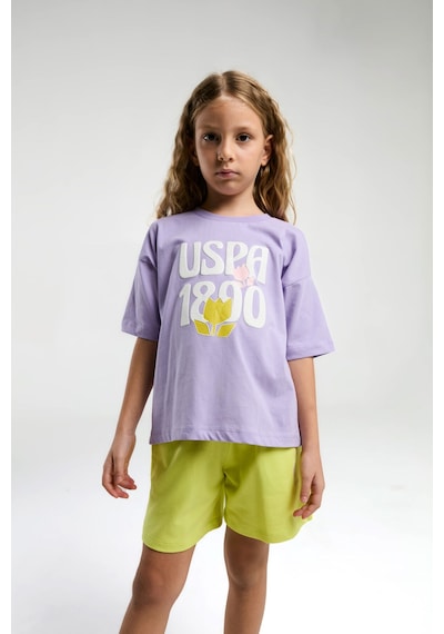 U.s. Polo Assn. Kız Çocuk Mor Şort Takım Us2096 Mor