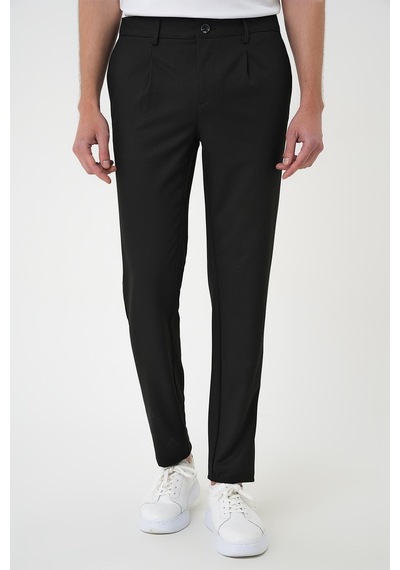 Efor Comfort Fit Beli Lastikli Pileli Siyah Jogger Pantolon P 1182 Siyah