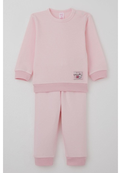 Breeze Kız Bebek Pijama Takımı Omuzdan Patlı Sevimli Minik Tavşancık Armalı 4 Ay-1 Yaş, Pembe Pembe