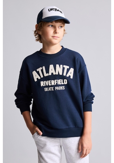 Defacto Oversize Bisiklet Yaka Nakışlı Sweatshirt Erkek Çocuk H9695a826wnnv146 Lacivert-nv146