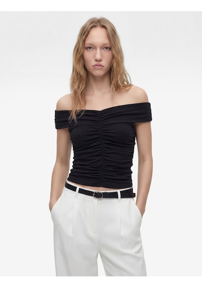 Koton Büzgülü Kolsuz Slim Fit Modal Omzu Açık Bluz Antrasit 6sal30268ık