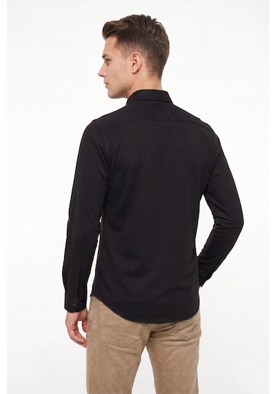 Advante Erkek Spor Slim Fit Uzun Kol Petek Dokulu Gömlek Bgl-st05483 Siyah