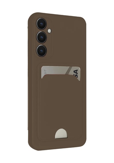 Storeşahin Samsung Uyumlu Galaxy S24 Fe Kılıf Kelvin Kartvizitli Silikon - Kahverengi Shn0720