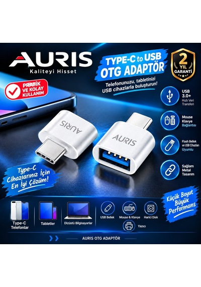 Auris Metal Kasa Type-c Usb Otg Dönüştürücü Adaptör - Lisinya
