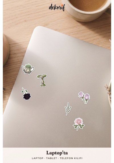 Gül Ve Demet Sticker Seti 100 Adet - Nostaljik Çiçekler Yapraklar Ve Tomurcuklar Botanik Çıkartma Çok Renkli