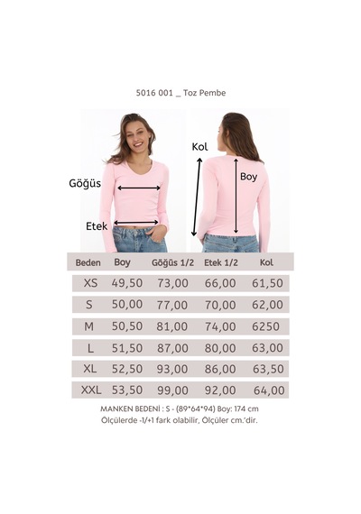 V Yaka Slim Fit Tişört-toz Pembe Toz Pembe