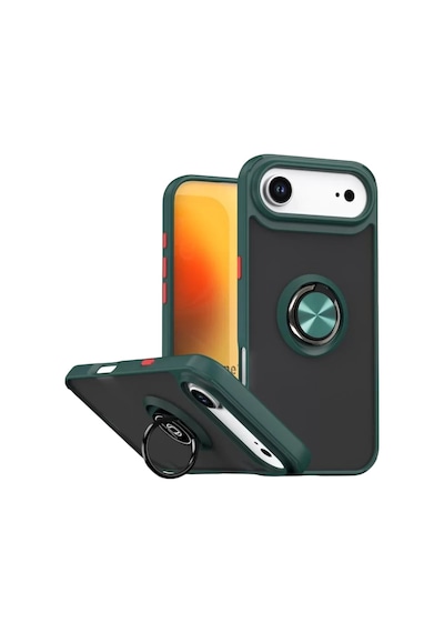 Newface Apple iPhone Uyumlu 17 Air Montreal Yüzüklü Silikon Kapak - Yeşil Diğer