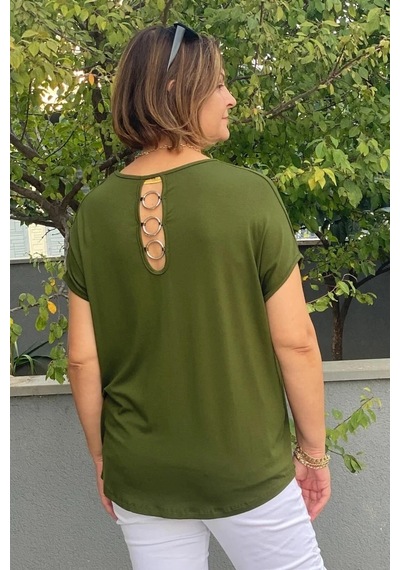 Mia Butik Büyük Beden Yeşil Minnoş Bluz Yeşil