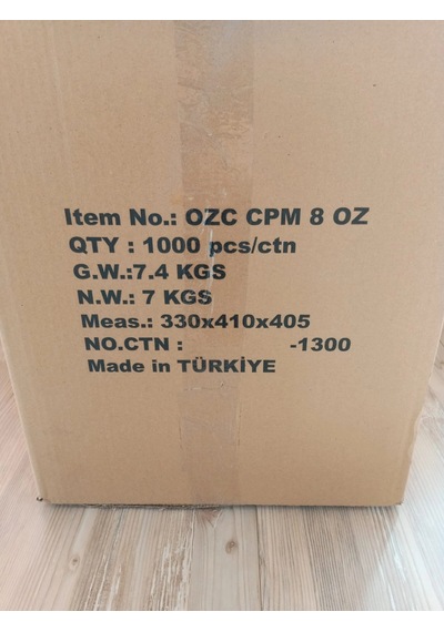 8 Oz. Karton Bardak. Büyük Boy. 1000 Adet