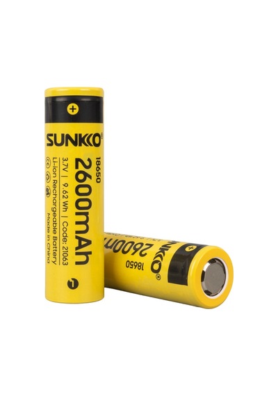 Sunkko 21063 3.7 Volt 2600 Mah 18650 Şarj Edilebilir Pil - 2 Li Paket Halinde
