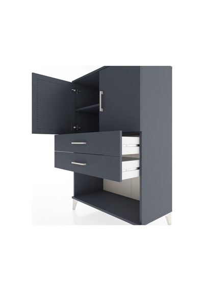 Hyperion Dolap 2 Raflı 2 Çekmeceli 2 Kapaklı 88x44x134 Antras... Antrasit