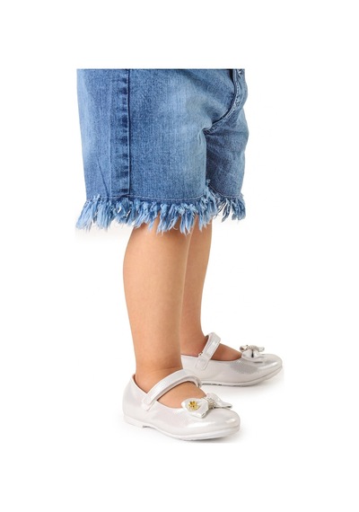 Kiko Kids Cırtlı Fiyonklu Kız Çocuk Babet Ayakkabı Ege 201 Sedef