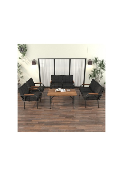 Mygusi Hayal Balkon Bahçe Cafe - Metal Kanepe Koltuk Takımı - 2 2 1 1 - 70x110 Cm Masalı - Antrasit Mygusi Hayal Balkon Bahçe Cafe - Metal Kanepe Koltuk Takımı - 2 2 1 1 - 70x110 Cm Masalı - Antrasit