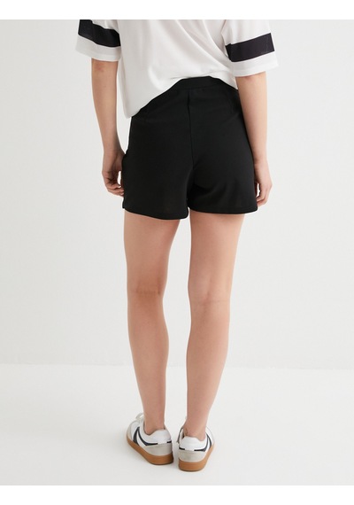 Koton Şort Etek Kruvaze Yüksek Bel Slim Fit Siyah 4sal70012ık Siyah