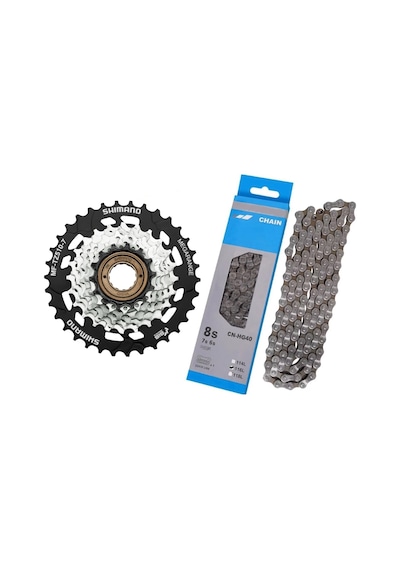 Shimano Hg40 Zincir + Tz510 Ruble 7li Bisiklet Vites Seti Siyah