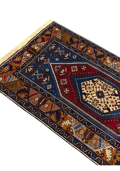 El Dokuma Sıfır Büyük Yahyalı Halısı 125x220 Kök Boya %100 Yün Halı Lacivert