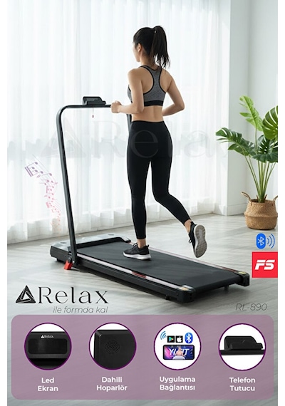 Relax Bluetoothlu Uzaktan Kumandalı Portatif Yürüme Ve Koşu Bandı Siyah