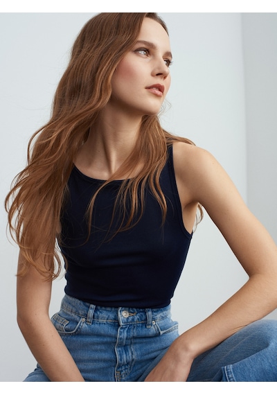 Dilvin 21048 Halter Yaka Top-lacivert Lacivert