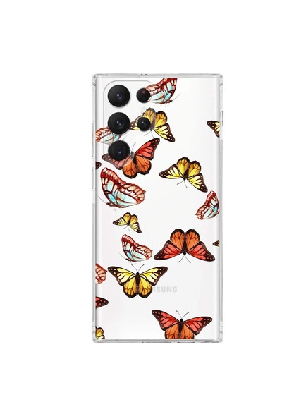 Samsung Galaxy S22 Ultra İle Uyumlu 1mm Slim Fit Water Color 2 Baskılı Şeffaf Kılıf