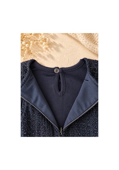Omeca Concept Kız Çocuk Lacivert Tüvit Jile Ve Bluz 2 Li Takım Fiyonk Detaylı