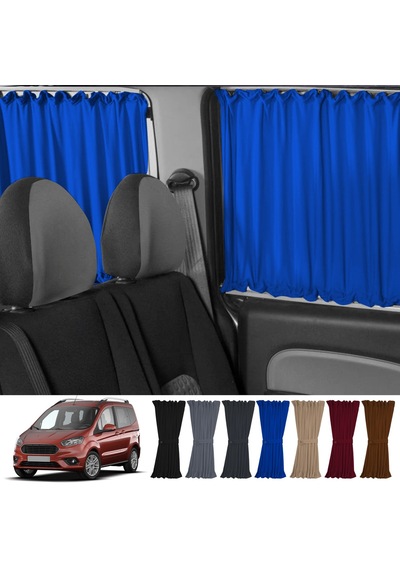 Pandami Ford Tourneo Courier 2014+ Uyumlu Mavi Raylı Oto Perde Takımı