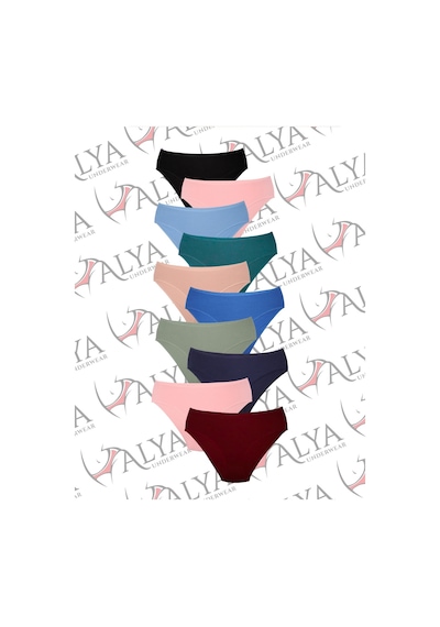 Alya Underwear Kadın Külot Basic Slip Renkli Pamuklu Iç Çamaşırı 10'lu Paket Multicolor-x32 Multicolor - X32