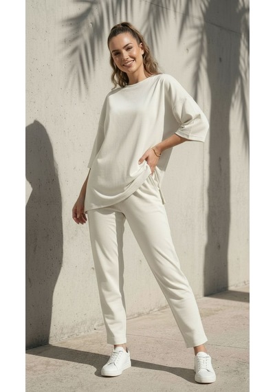 Ded Collectıon Kacın Oversize Kesim Kısa Kol Basic Modal İkili Takım Beyaz