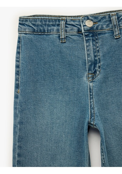 Koton Pamuklu Yüksek Bel Cepli Denim Pantolon Orta İndigo 7wkg40008ad