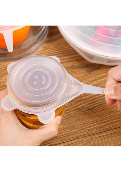 Silikon Kapak 6 Adet Esnek Silikon Kapak 6 Boy Tekrar Kullanılabilir Streç Kapak